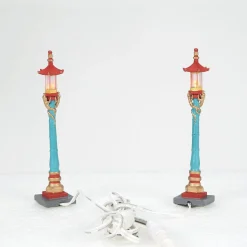 Clearance Chinatown Post Lamps S/2 Christmas In The City Series