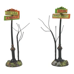 New Creepy Village Street Signs Halloween Village Accessories