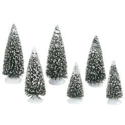 Hot Frosted Pine Grove, Set of 6 Village Accessories