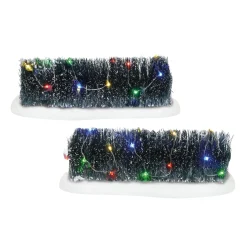 Clearance LIT Frosted Hedges Village Accessories