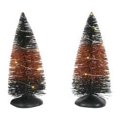 Trad'l LIT Hlwn Trees set of 2 Halloween Village Accessories